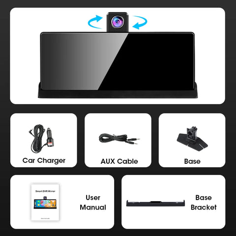 10,26'' 4K Dash Cam met draadloze Android Auto &amp; CarPlay