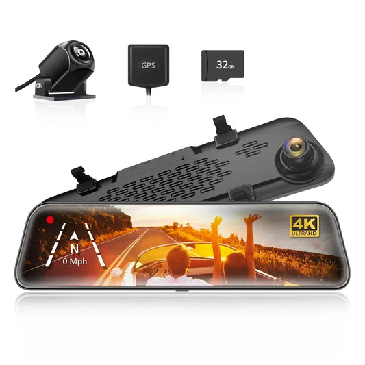 WOLFBOX G840S 12" IPS Dash Camera - 4K dubbele camera's met GPS en nachtzicht