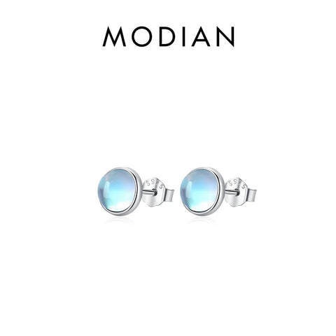 Modian 925 Sterling Silver Moonstone Stud Earrings