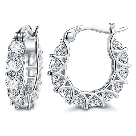 IOGOU D Moissanite Huggie Hoop Earrings