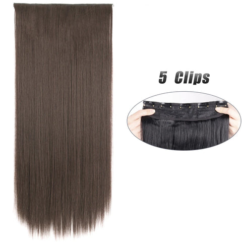 Synthetic 5 Clip In Hair Extensions 80CM - Long Straight Hairpiece