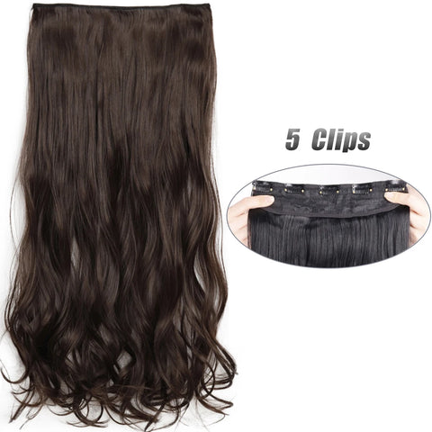 Long Wavy 5 Clip In Hair Extensions - Black Blonde Mix