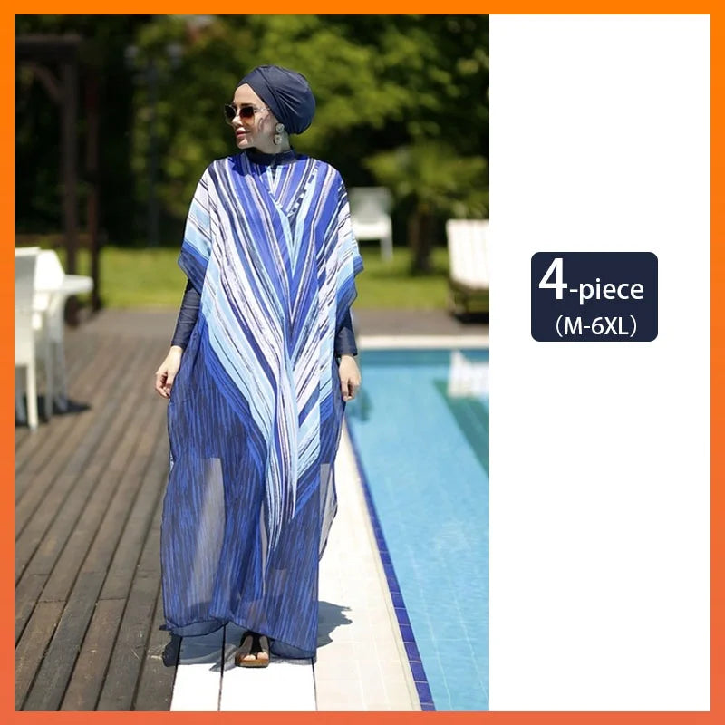 Plus Size Long-Sleeve Modest Burkini Cover-Up