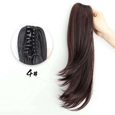 AZQUEEN Synthetic Long Wavy Ponytail Hair Extensions - Brown Black - 18 Inch