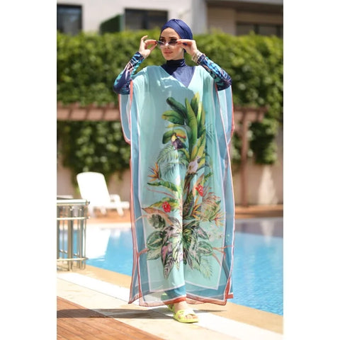 Plus Size Lange Mouwen Bescheiden Burkini Cover-Up
