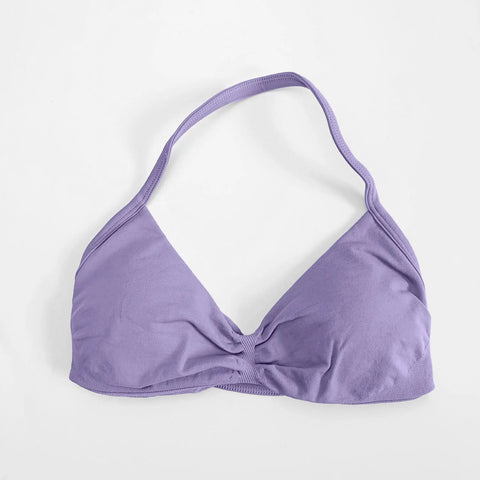 NCLAGEN Strappy Bra Gym Top for Women – High Support Seamless Halter Sports Bra with Pads