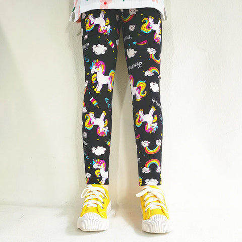 Girls' Floral Print Leggings for Spring & Autumn
