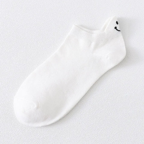 Happy Ladies Cartoon Smiley Face Ankle Socks - Comfortable & Breathable Boat Socks