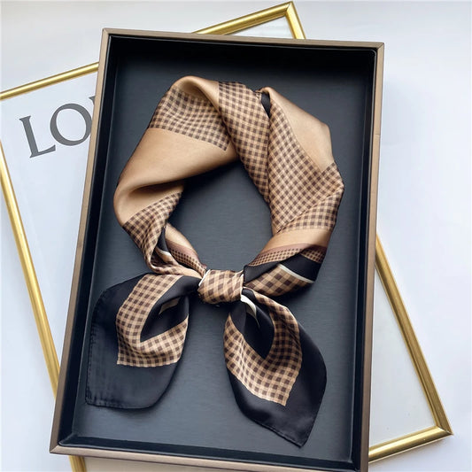 2025 Luxury Silk Skinny Scarf with Cat Print