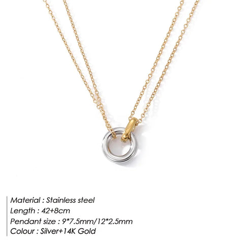 eManco 316L Stainless Steel Two-Color Pendant Necklaces for Women - Trendy Chokers for Fashion Festivals and Parties