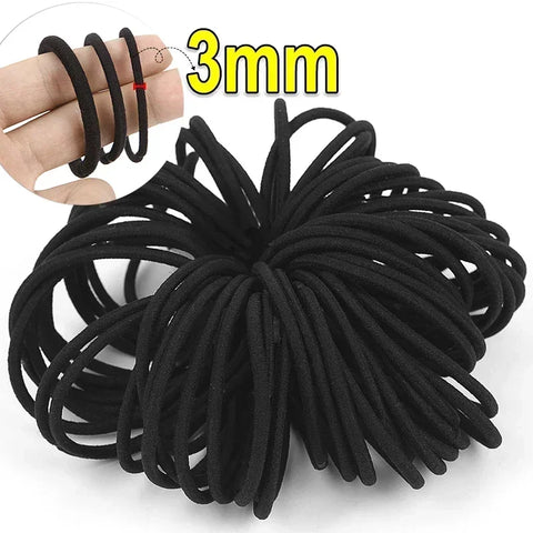 50/100 stuks zeer elastische zwarte haarbanden voor vrouwen en meisjes - perfecte paardenstaarthouders en scrunchies