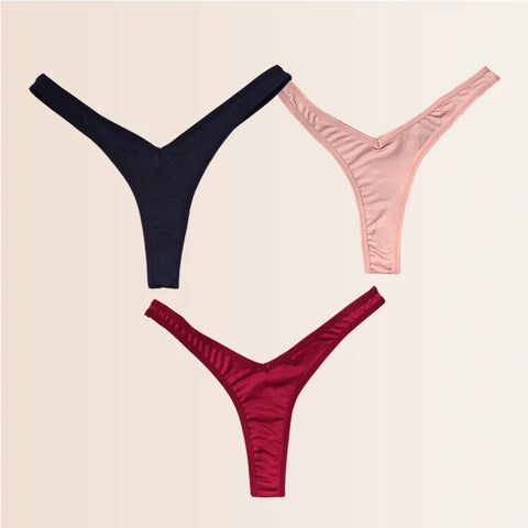 Seamless Thongs Solid Thong Panties for Women - Soft Silk Tangas