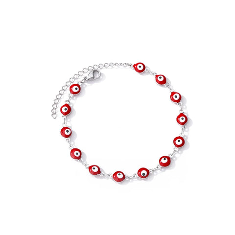 Stainless Steel Evil Eye Bracelet for Women - Enamel Blue Bead Bracelet for Summer Beach Style