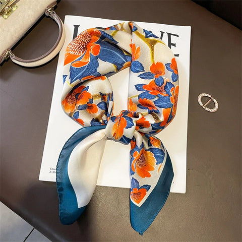 2025 Luxury Silk Skinny Scarf with Cat Print
