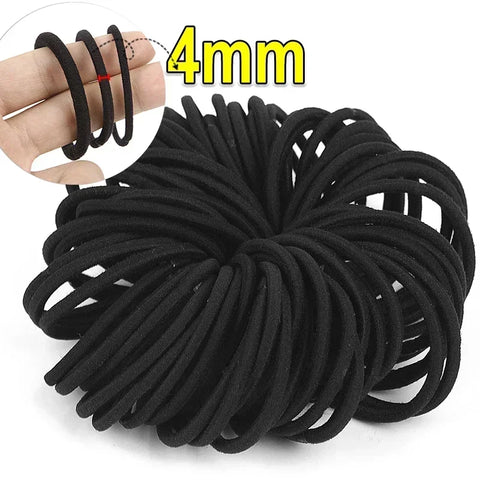 50/100 stuks zeer elastische zwarte haarbanden voor vrouwen en meisjes - perfecte paardenstaarthouders en scrunchies