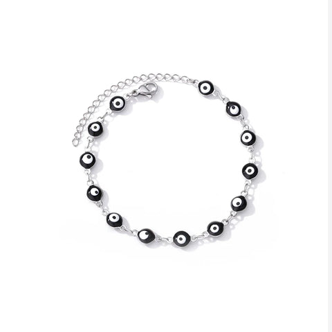 Stainless Steel Evil Eye Bracelet for Women - Enamel Blue Bead Bracelet for Summer Beach Style
