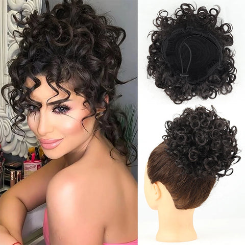 Messy Hair Bun Hair Piece - Large Curly Loose Wave Ponytail Extension