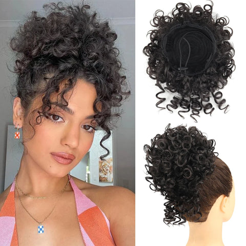 Messy Hair Bun Hair Piece - Large Curly Loose Wave Ponytail Extension