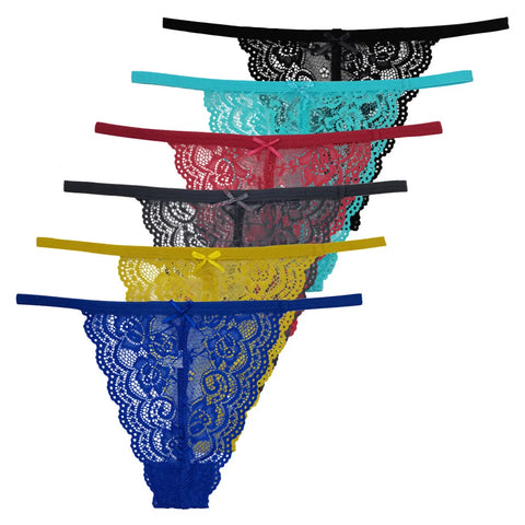 5 PCS/Set Sexy Lace Thong Women Low Waist Panties Transparent Underwear