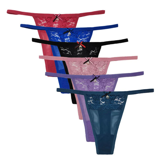 5PCS Set of Women's Sexy Lace Transparent Thongs – M-XL G-String Underwear
