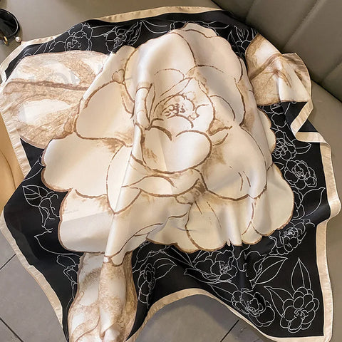 2024 Silk Cat Print Shawl Headscarf