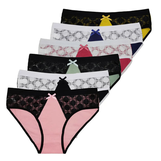 M-XL Women's Sexy Lace Panty Briefs 5 PCS Set - Cotton Underwear
