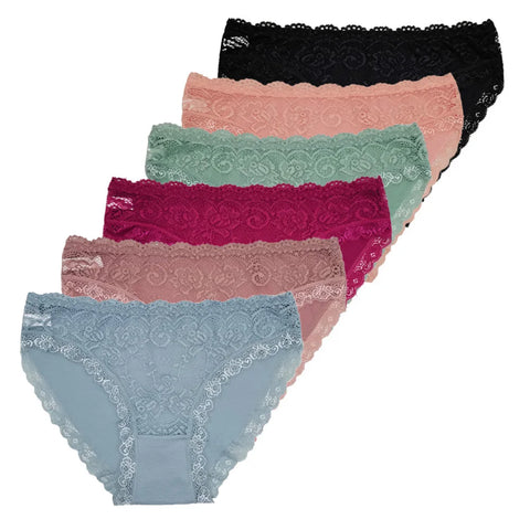 5 PCS/Set New Arrival Sexy Low-rise Underwear - Soft Lace Transparent Cotton Briefs for Women