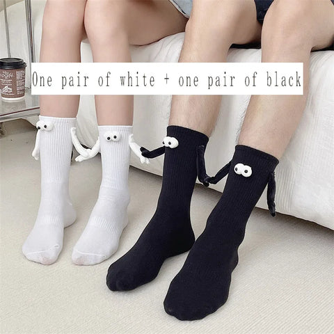 Funny Adult Socks - Magnetic Hand in Hand Solid Color Cartoon Couple Socks for Holidays