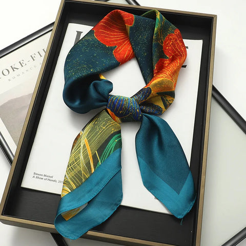 Wild Leopard Print Silk Scarf - Satin Shawl Design
