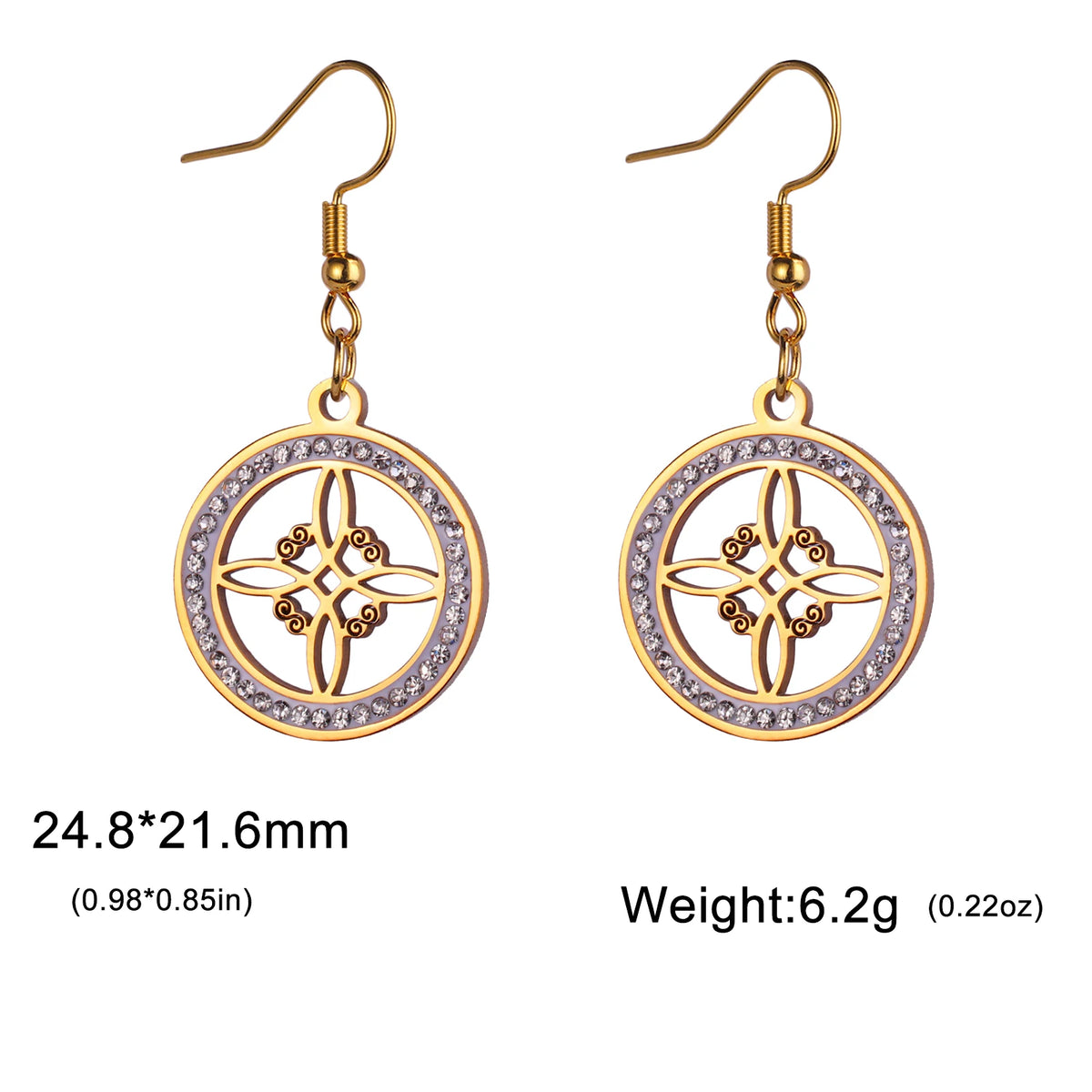 Skyrim Witch Knot Drop Earrings - Stainless Steel Amulet with Clear Zircon Pendant | Unique Witchcraft Jewelry for Valentine’s Day