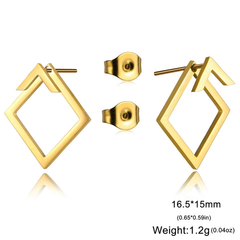Skyrim Geometric Stainless Steel Gold Color Stud Earrings for Women