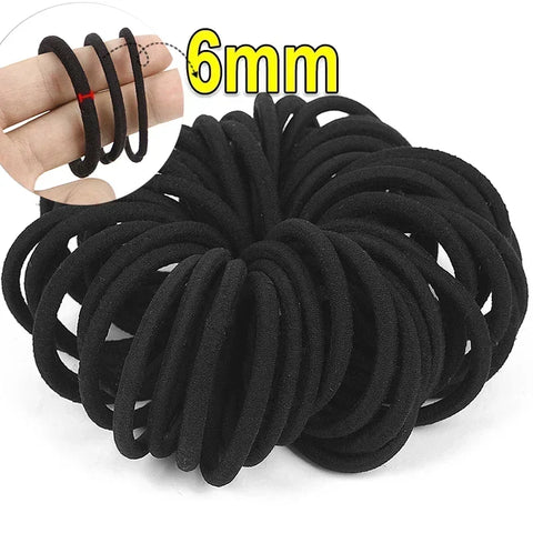 50/100 stuks zeer elastische zwarte haarbanden voor vrouwen en meisjes - perfecte paardenstaarthouders en scrunchies