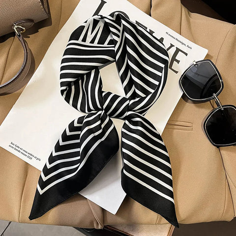Luxury Silk Plaid Scarf for Women