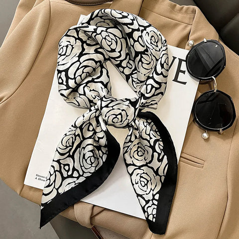 Luxury Silk Plaid Scarf for Women