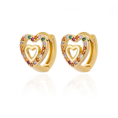 Hollow Zircon Heart Earrings for Women - Luxury Stainless Steel Geometric Jewelry Gift