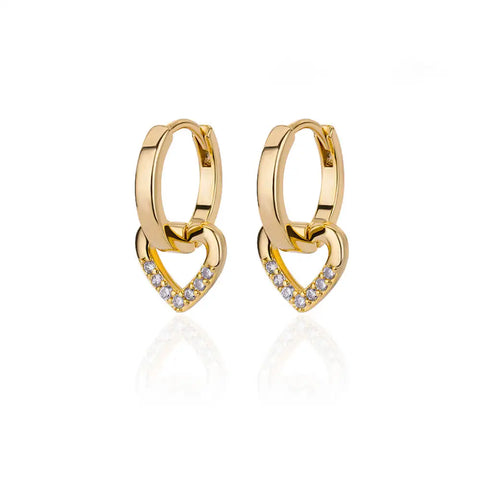 Hollow Zircon Heart Earrings for Women - Luxury Stainless Steel Geometric Jewelry Gift