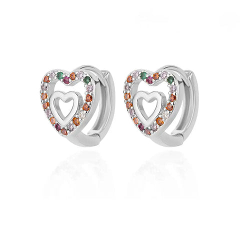 Colorful Heart Earrings for Women - Stainless Steel Enamel Metal Heart Studs | Perfect Gift for Valentine’s Day