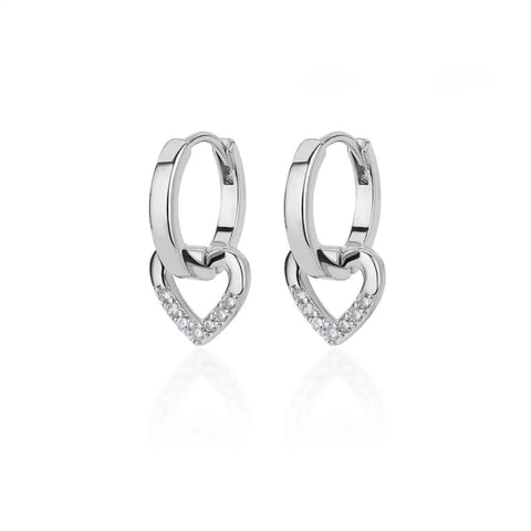 Hollow Zircon Heart Earrings for Women - Luxury Stainless Steel Geometric Jewelry Gift