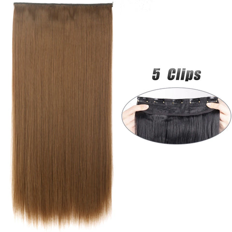 Synthetische 5 Clip-in haarextensies - Lang steil haarstuk 