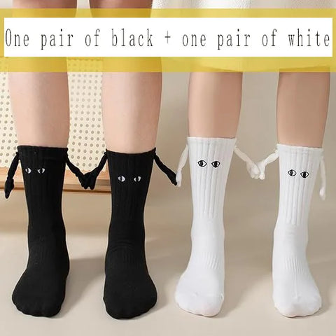 Funny Adult Socks - Magnetic Hand in Hand Solid Color Cartoon Couple Socks for Holidays
