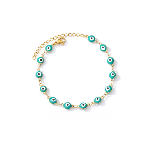 Stainless Steel Evil Eye Bracelet for Women - Enamel Blue Bead Bracelet for Summer Beach Style