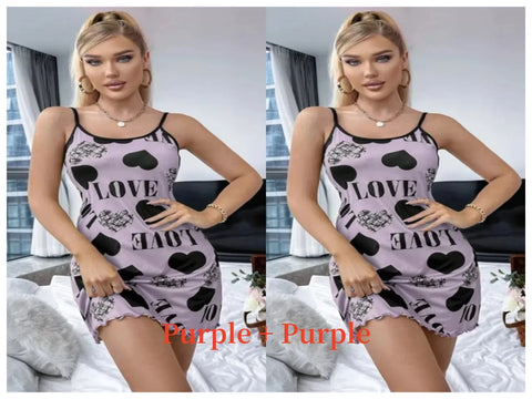Sexy halternachthemd voor dames in de zomer met schattige print