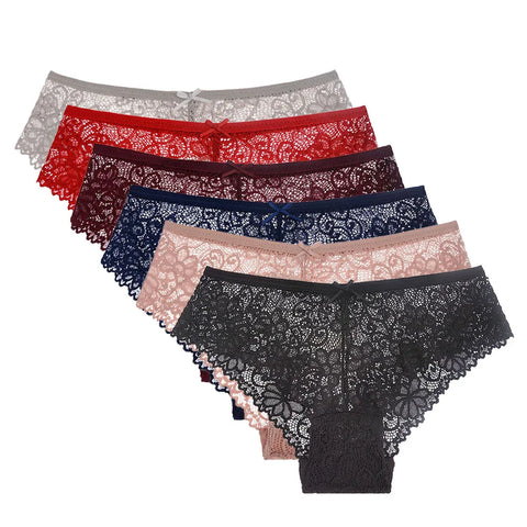 5 PCS/Set Mesh Briefs Lace Panties - Sexy Transparent Underwear for Women