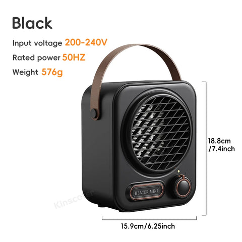 KINSCOTER Portable Electric Heater for Indoor Use, 1000W Space Heater, Fast Heating Fan for Home and Office