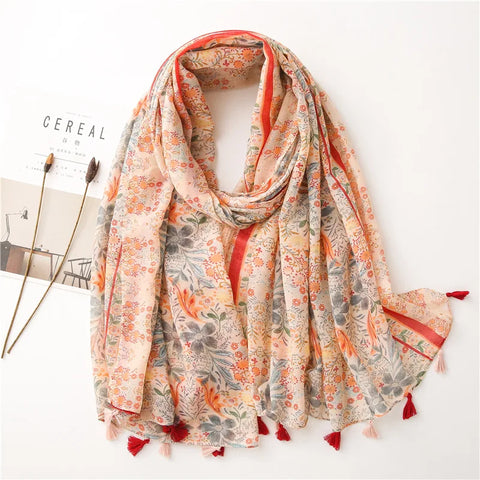 Luxury Cotton Scarf for Women - Large Shawl & Hijab