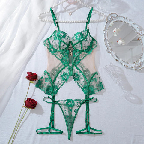 Fantasy Lingerie Ultra Hot Lace Sexy OnlyFans Kit - Transparent Ensemble with G-String Tulle Underwear