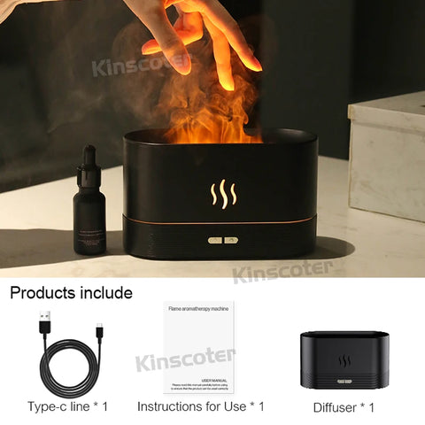 KINSCOTER Aroma Diffuser Air Humidifier - Ultrasonic Cool Mist Maker with LED Flame Lamp