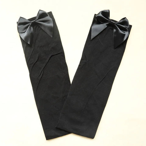 Elegant Women's Pink Bow Stay Up Thigh High Silk Stockings