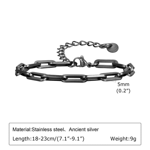 Vintage Byzantine Chain Bracelet for Men and Boys - Stainless Steel Retro Wristband
