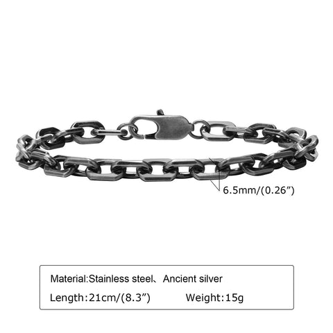Vintage Byzantine Chain Bracelet for Men and Boys - Stainless Steel Retro Wristband